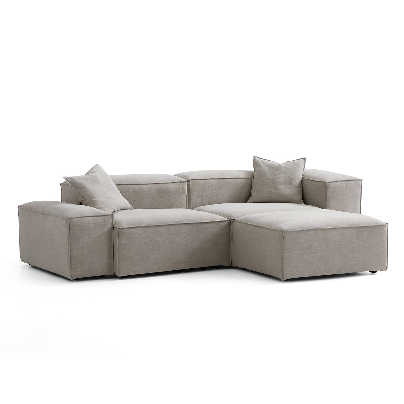 Freedom Modular New Gray Sofa with Ottoman-Sand-106.3"-Low & High