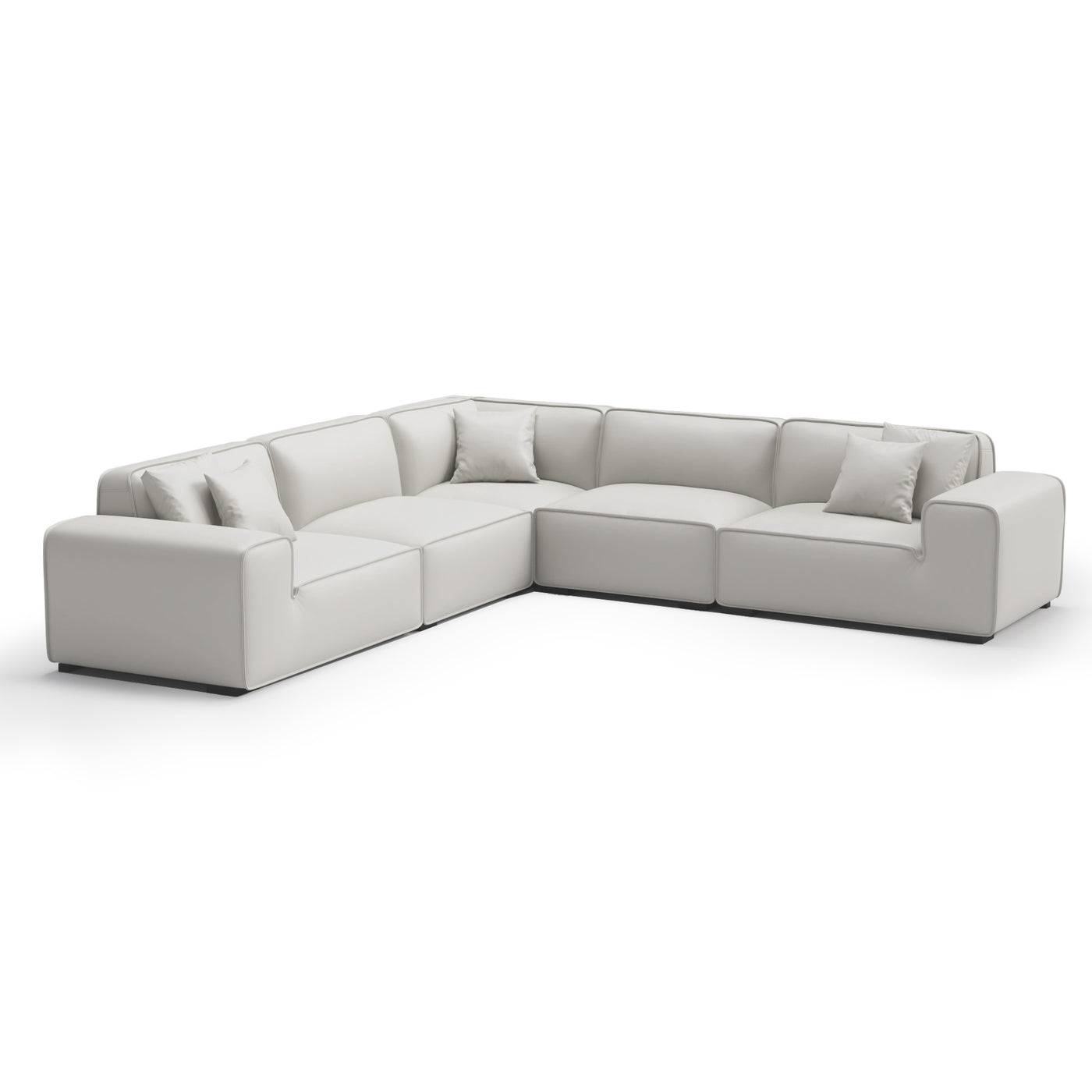 Domus Modular Black Leather L Shaped Sectional-White