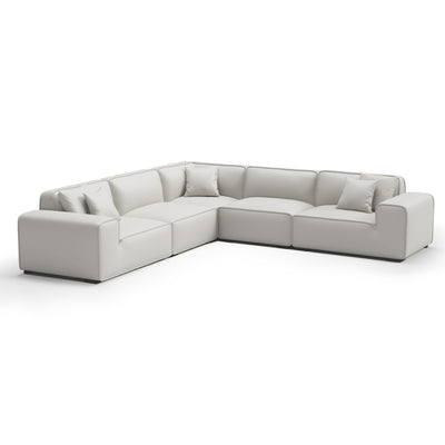 Domus Modular Black Leather L Shaped Sectional-White