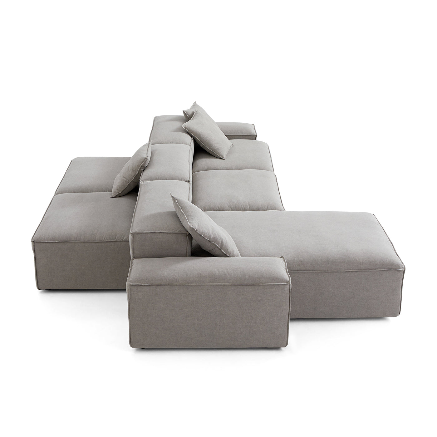 Freedom Modular Double Sided Sectional Sofa-New Gray-143.7"-Low