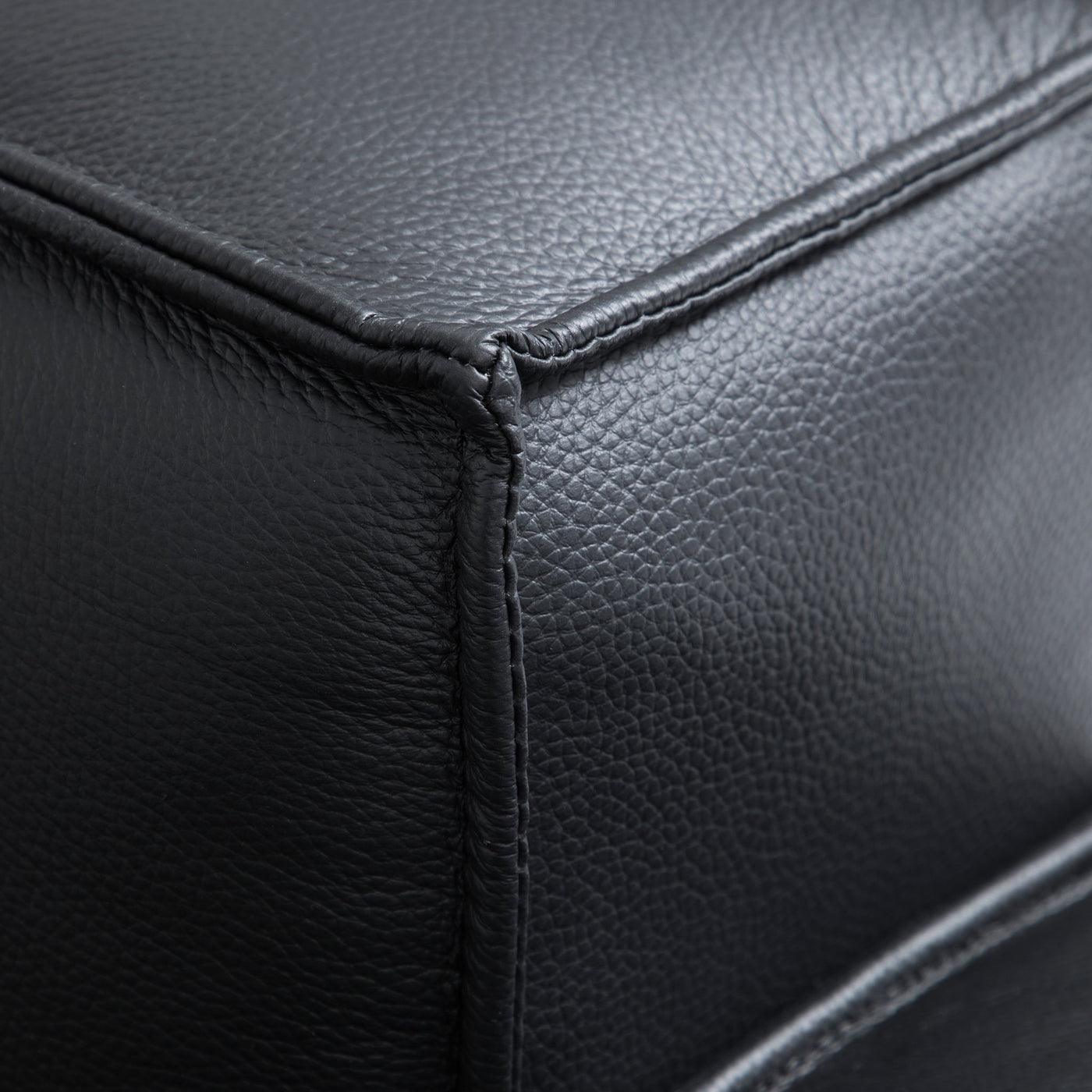 Luxury Minimalist Dark Brown Leather U Shaped Sectional-Black
