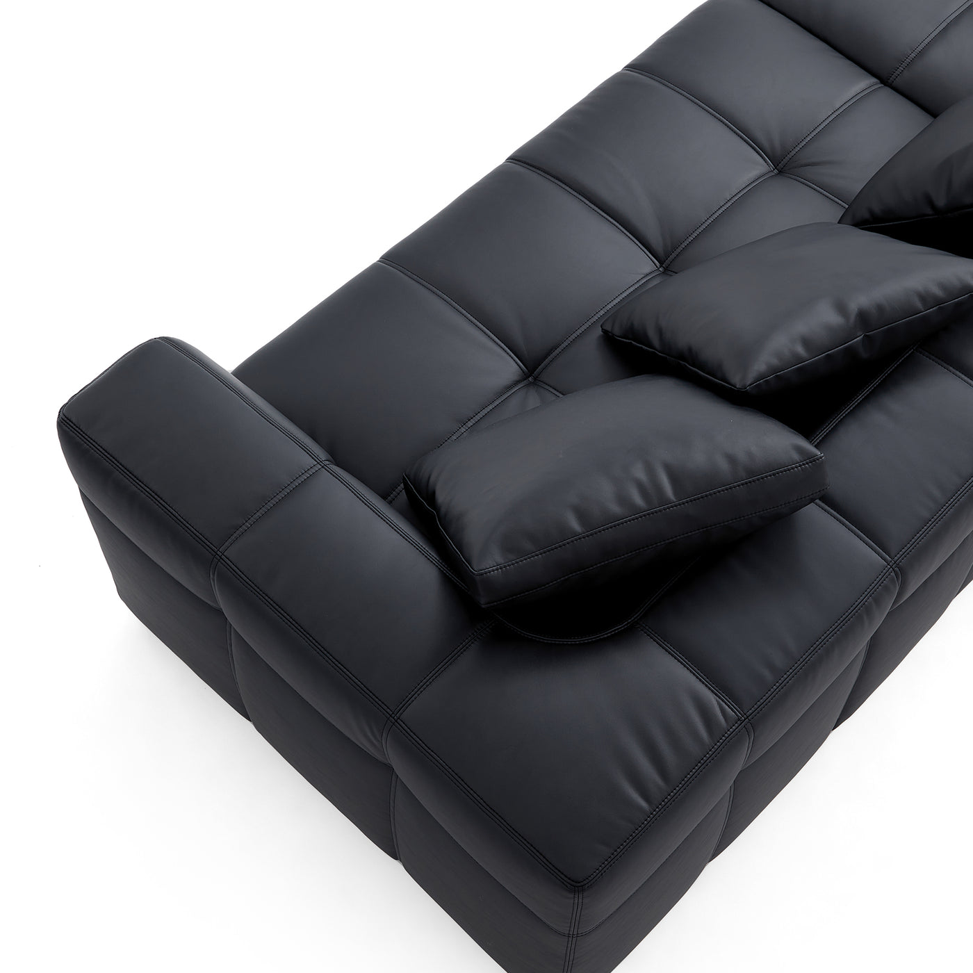 Blazer Black Leather Sofa-Black