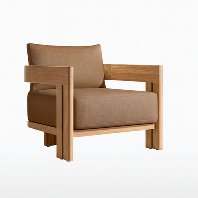 Camryn Outdoor Chat Set With Cushions, Teak/Coffee