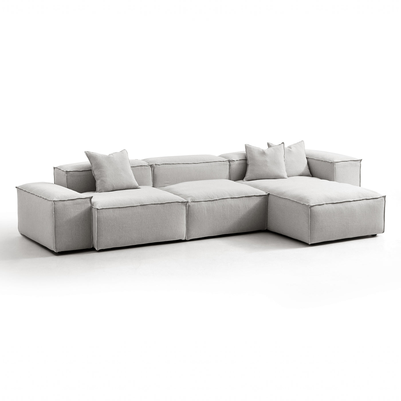 Freedom Modular Khaki Sectional Sofa-Gray-Low & High-143.7″