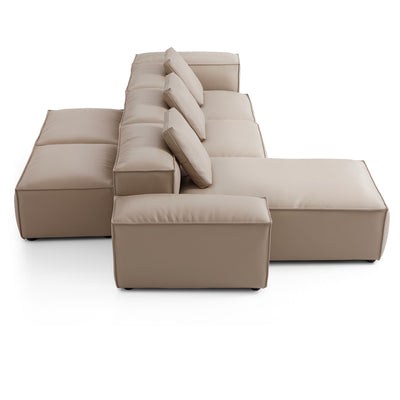 Flex Modular Khaki Genuine Leather Double Sided Sectional-Khaki-142.9"-Low & High