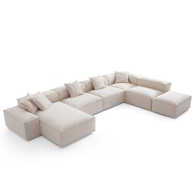 Freedom Modular Khaki Open End Sectional Sofa-Khaki-181.1"-Low