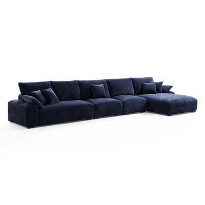 The Empress Navy Blue Sectional-Navy Blue-186.2"-Facing Right