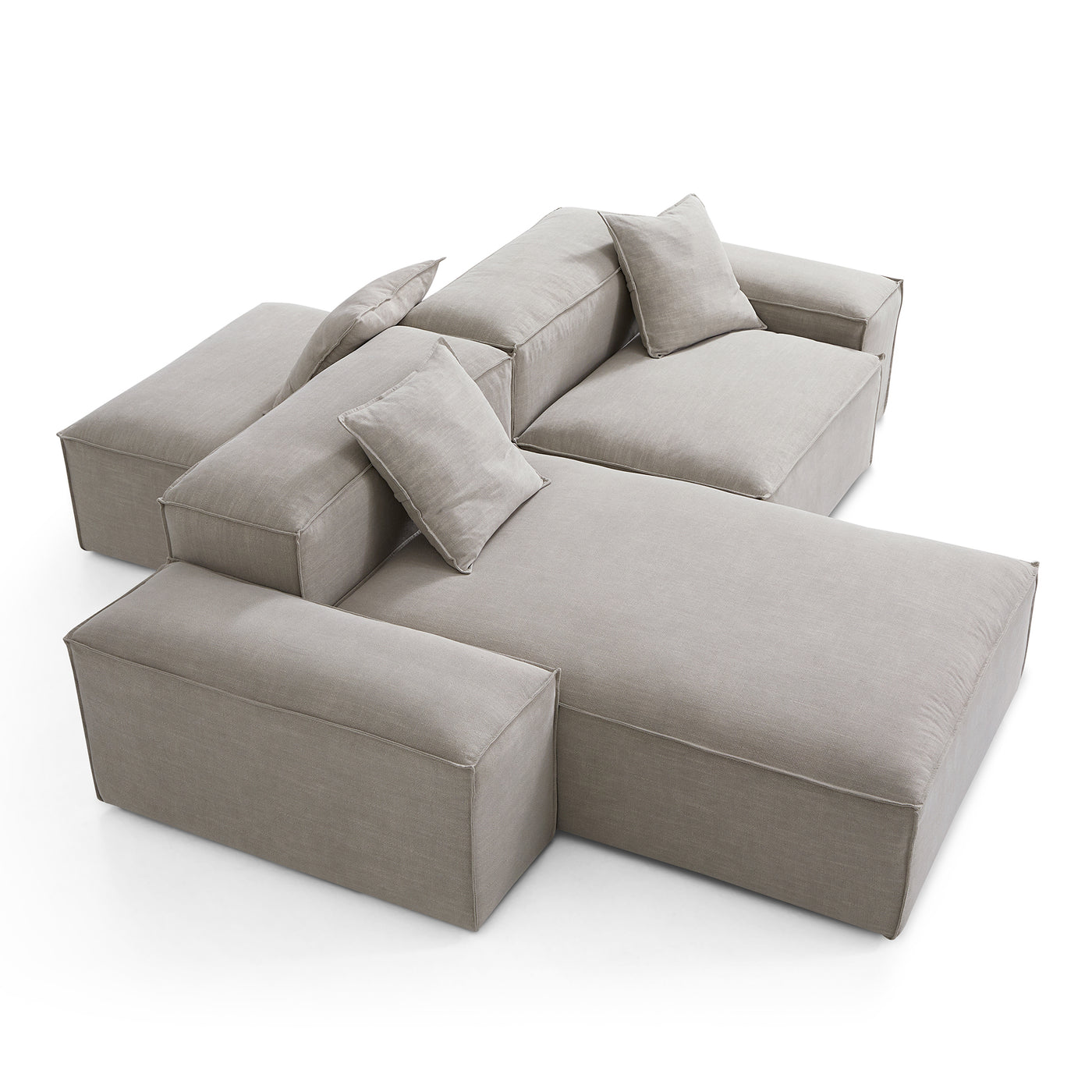 Freedom Modular New Gray Double Sided Sectional Sofa-Sand-106.3"-Low