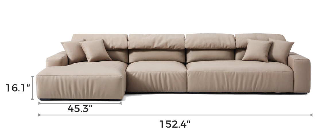 Chestnut Khaki Leather Sectional