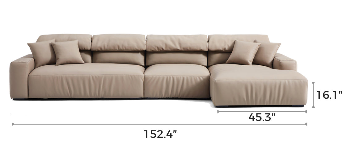 Chestnut Khaki Leather Sectional