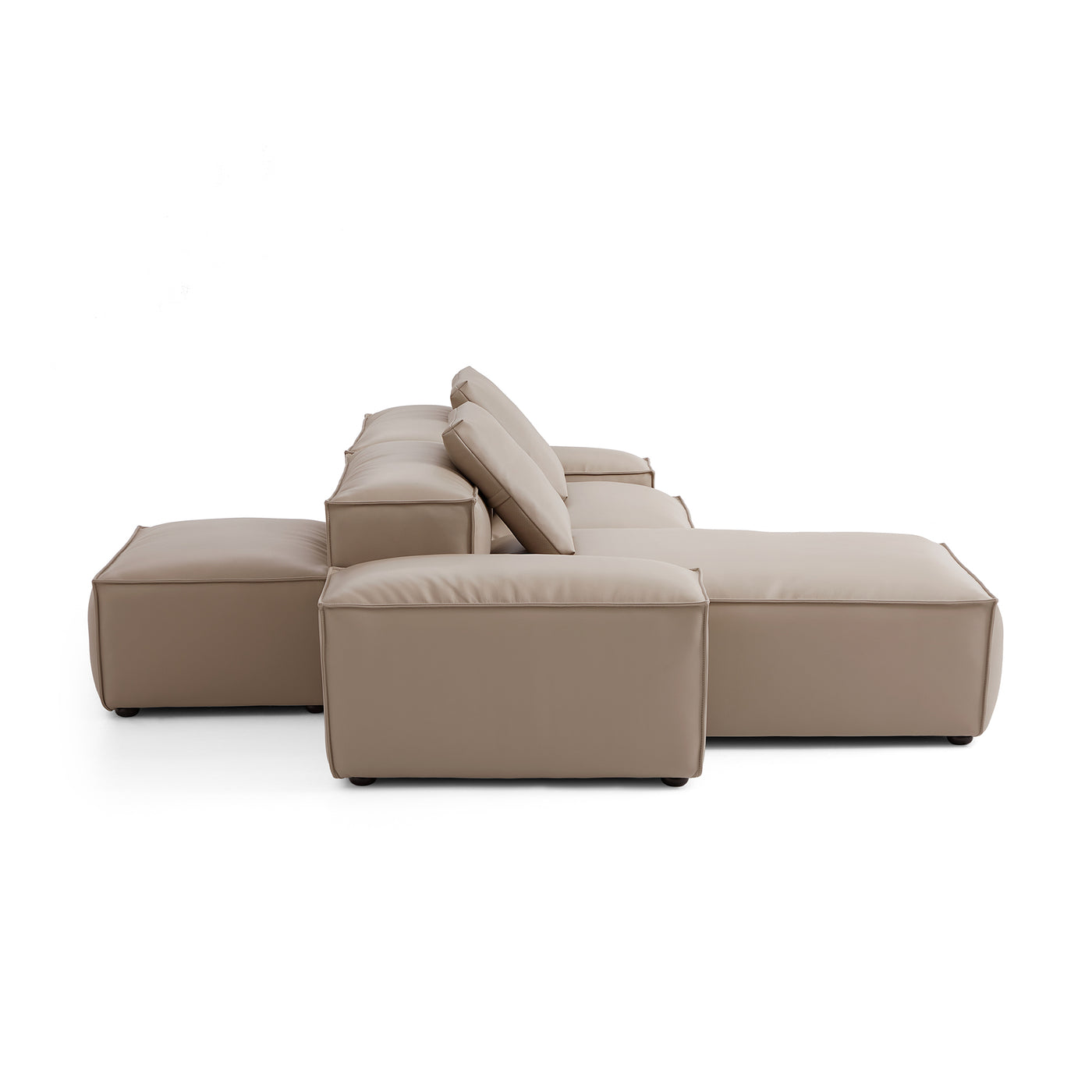 Flex Modular Khaki Genuine Leather Double Sided Sectional-Khaki-105.5"-Low