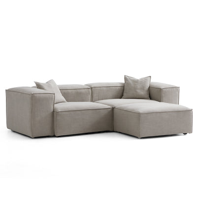 Freedom Modular New Gray Sofa with Ottoman-Sand-106.3"-High