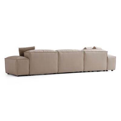 Flex Modular Khaki Genuine Leather Sectional-Khaki-142.9"-Low