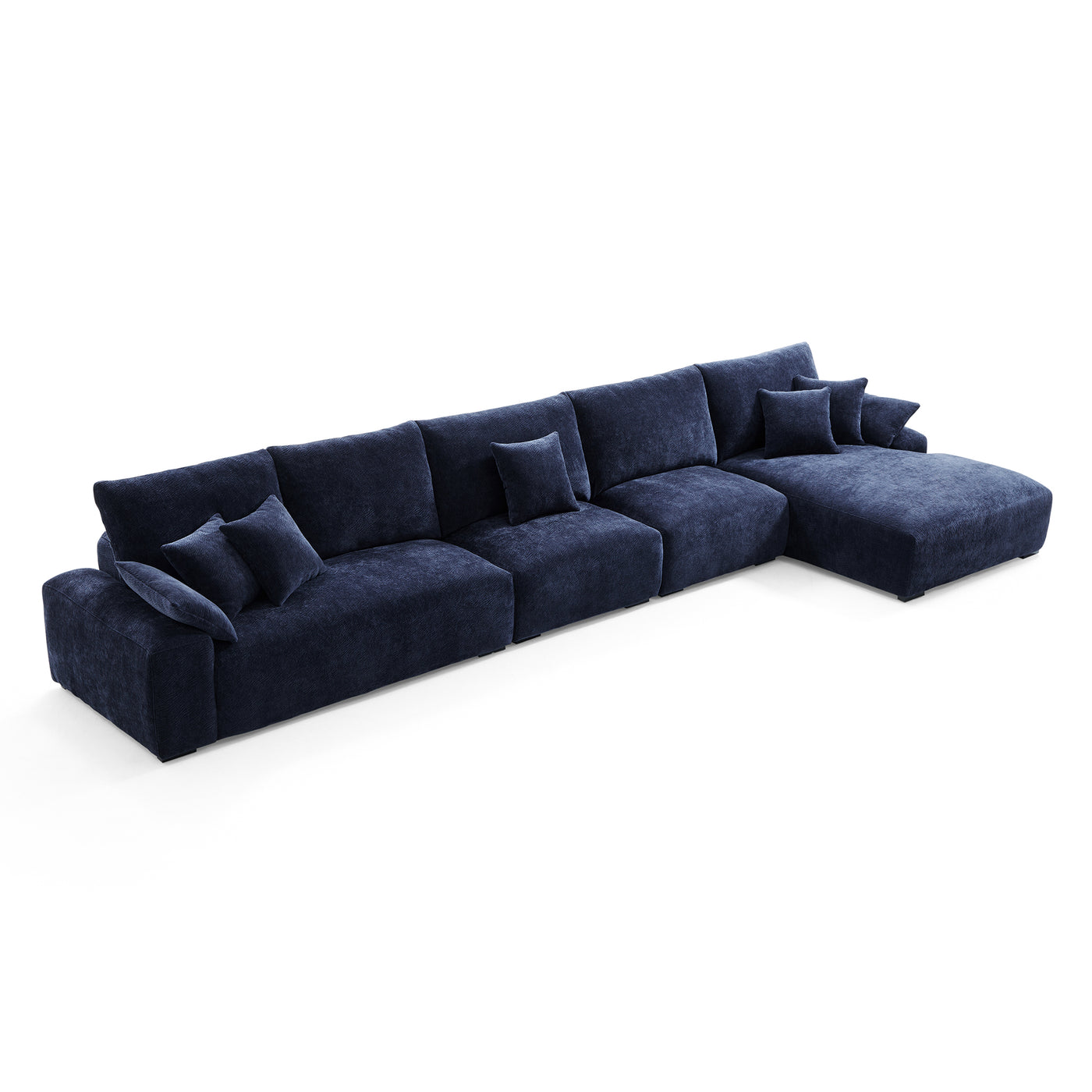 The Empress Navy Blue Sectional-Navy Blue-186.2"-Facing Right