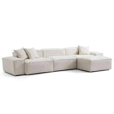 Freedom Modular Sofa with Ottoman-Beige-143.7"-Low