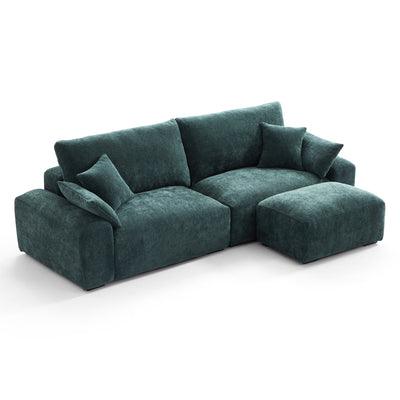 The Empress Green Sofa and Ottoman-Green-106.3″