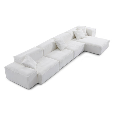 Freedom Modular Gray Sectional Sofa-White-181.1″-Low & High