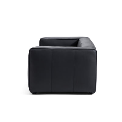 Brancaster Black Genuine Leather Tuxedo Sofa-Black