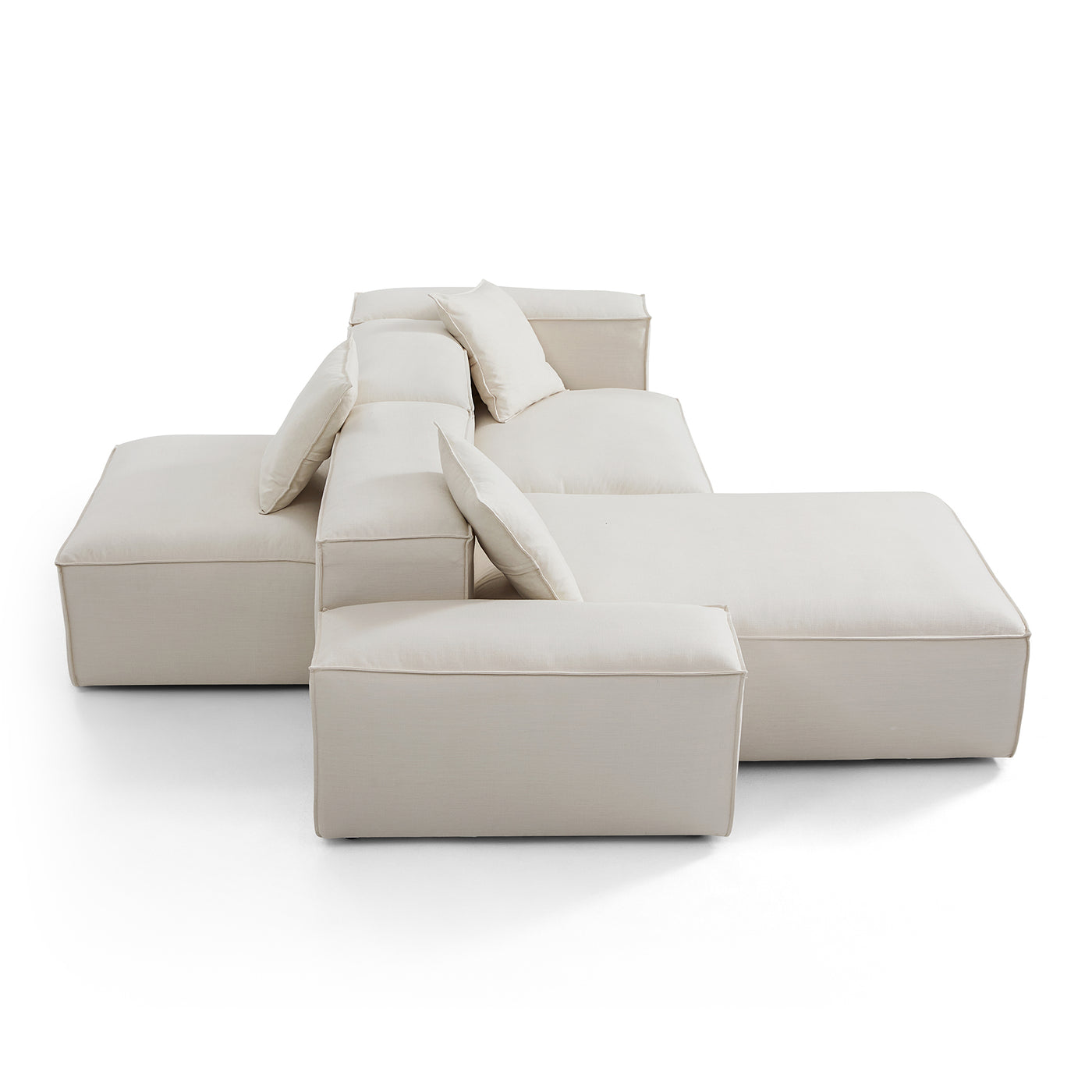 Freedom Modular Double Sided Sectional Sofa-Beige-106.3"-Low & High