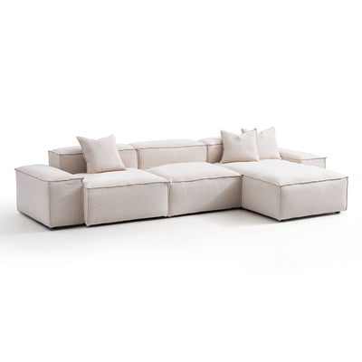 Freedom Modular Gray Sectional Sofa-Khaki-Low-143.7″