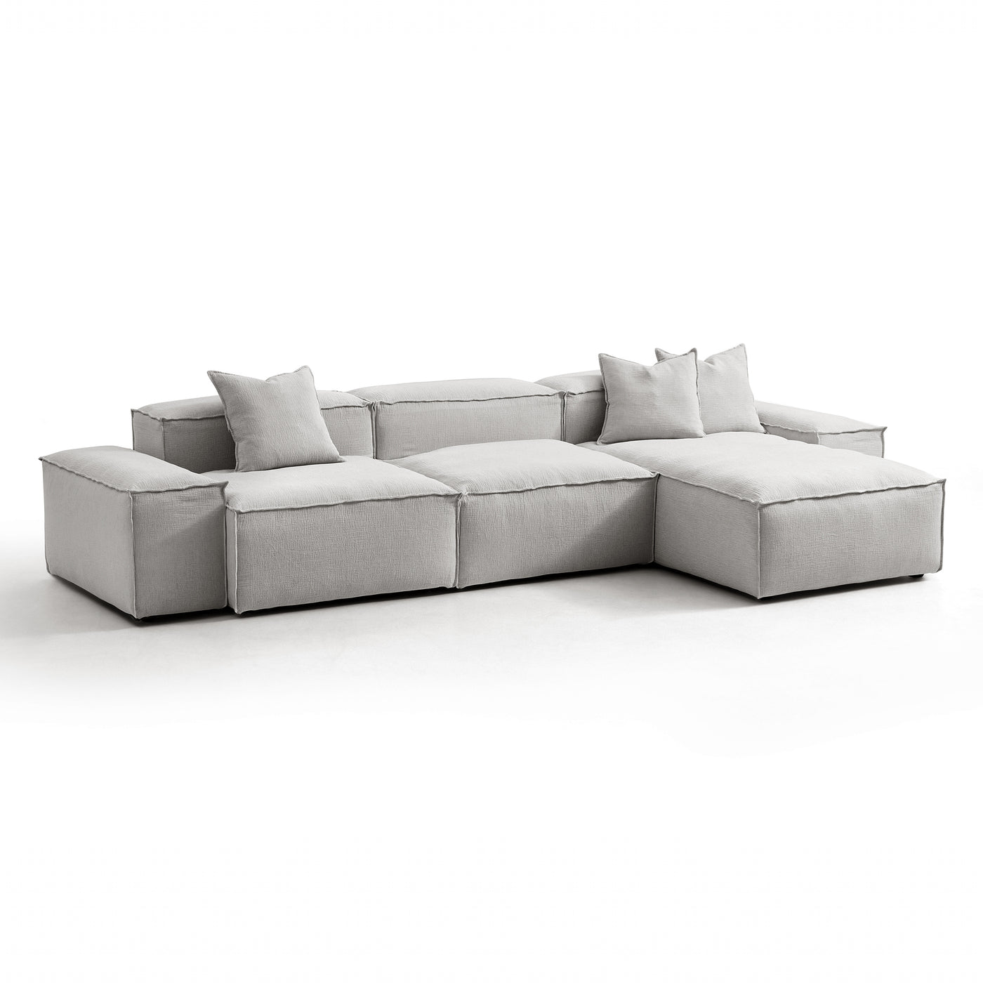 Freedom Modular Gray Sectional Sofa-Gray-143.7″-Low