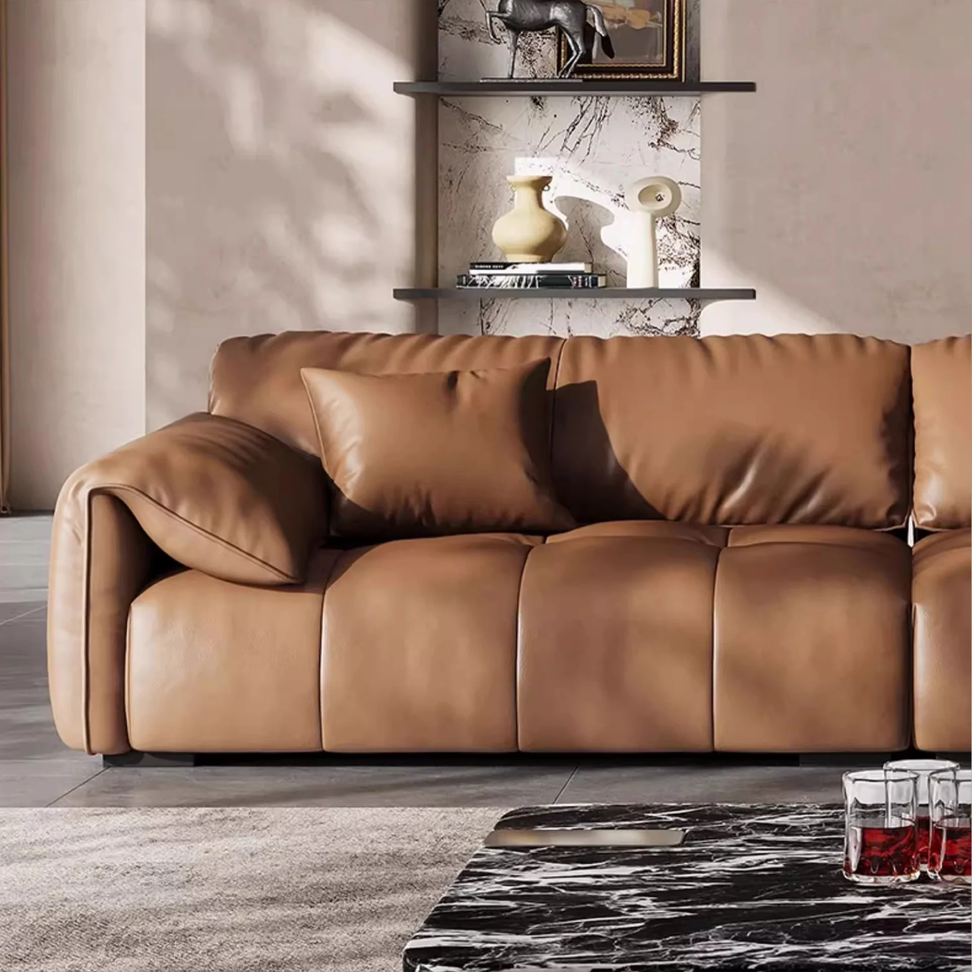 Anorea Brown Contemporary Minimalist Sofa