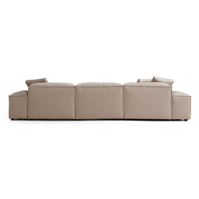 Flex Modular Khaki Genuine Leather Sectional-Khaki-142.9"-Low