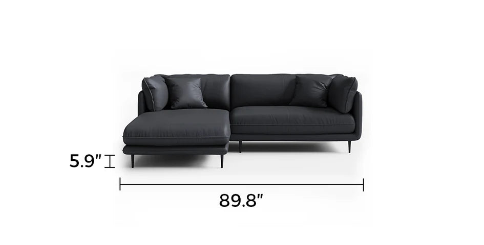 Vanilla Black Genuine Leather Sectional