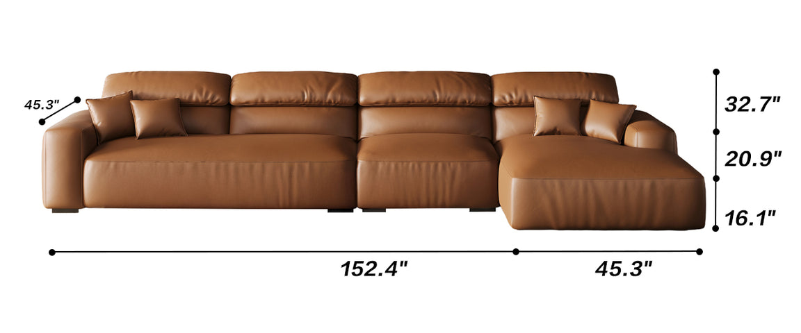 Chestnut Tan Leather Sectional