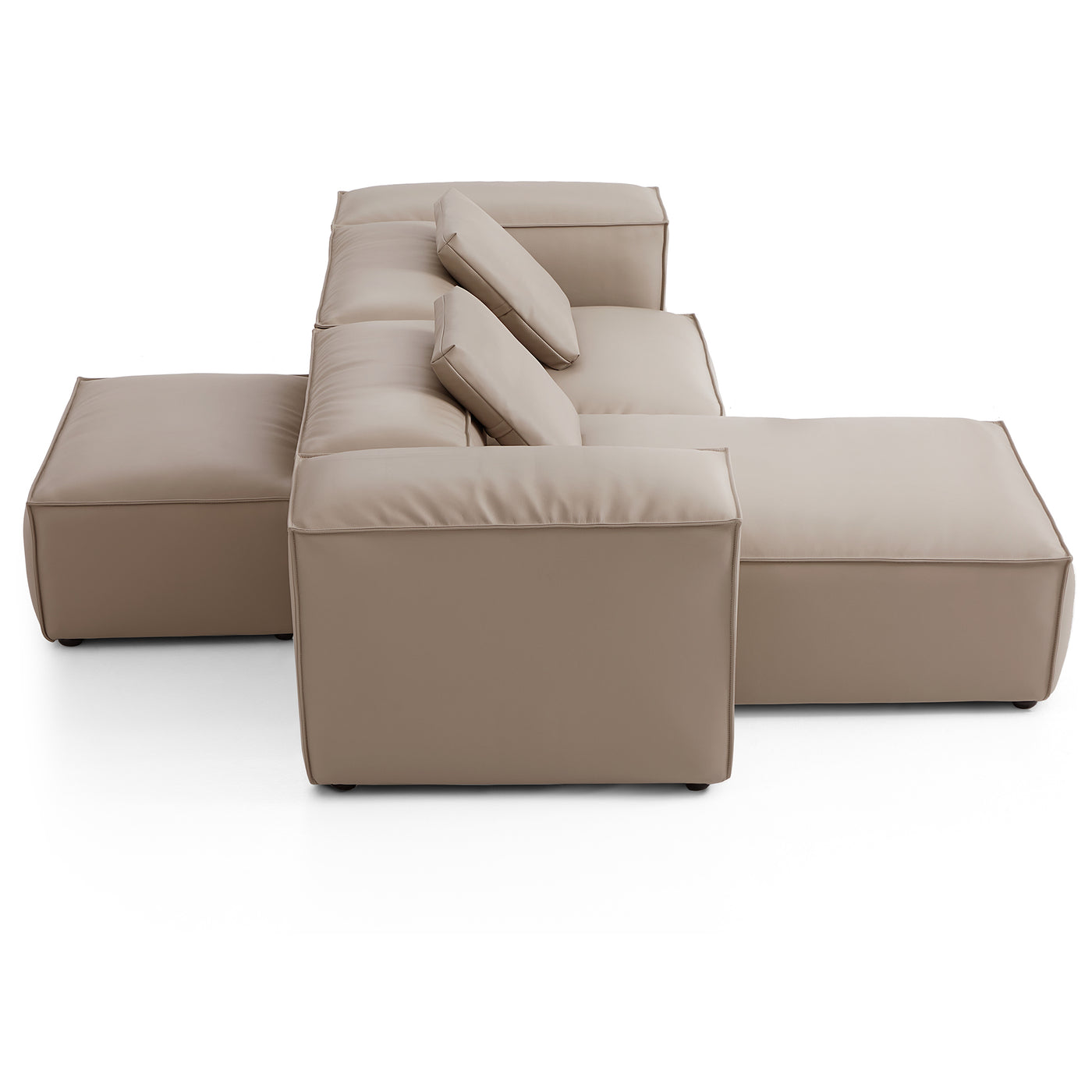 Flex Modular Khaki Genuine Leather Double Sided Sectional-Khaki-105.5"-High