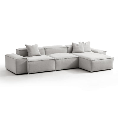 Freedom Modular White Sectional Sofa-Gray-Low-143.7″