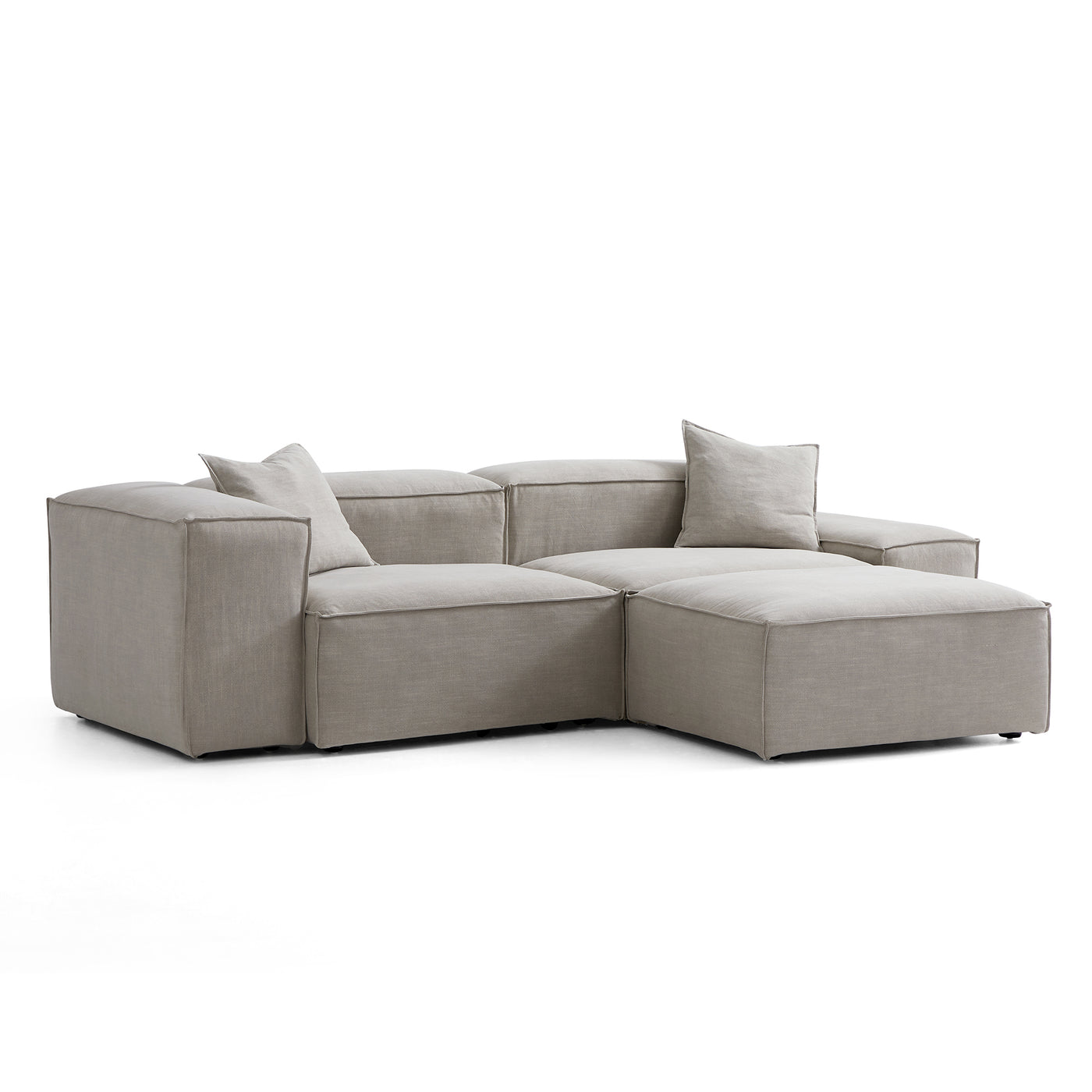 Freedom Modular New Gray Sofa with Ottoman-Sand-106.3"-Low & High