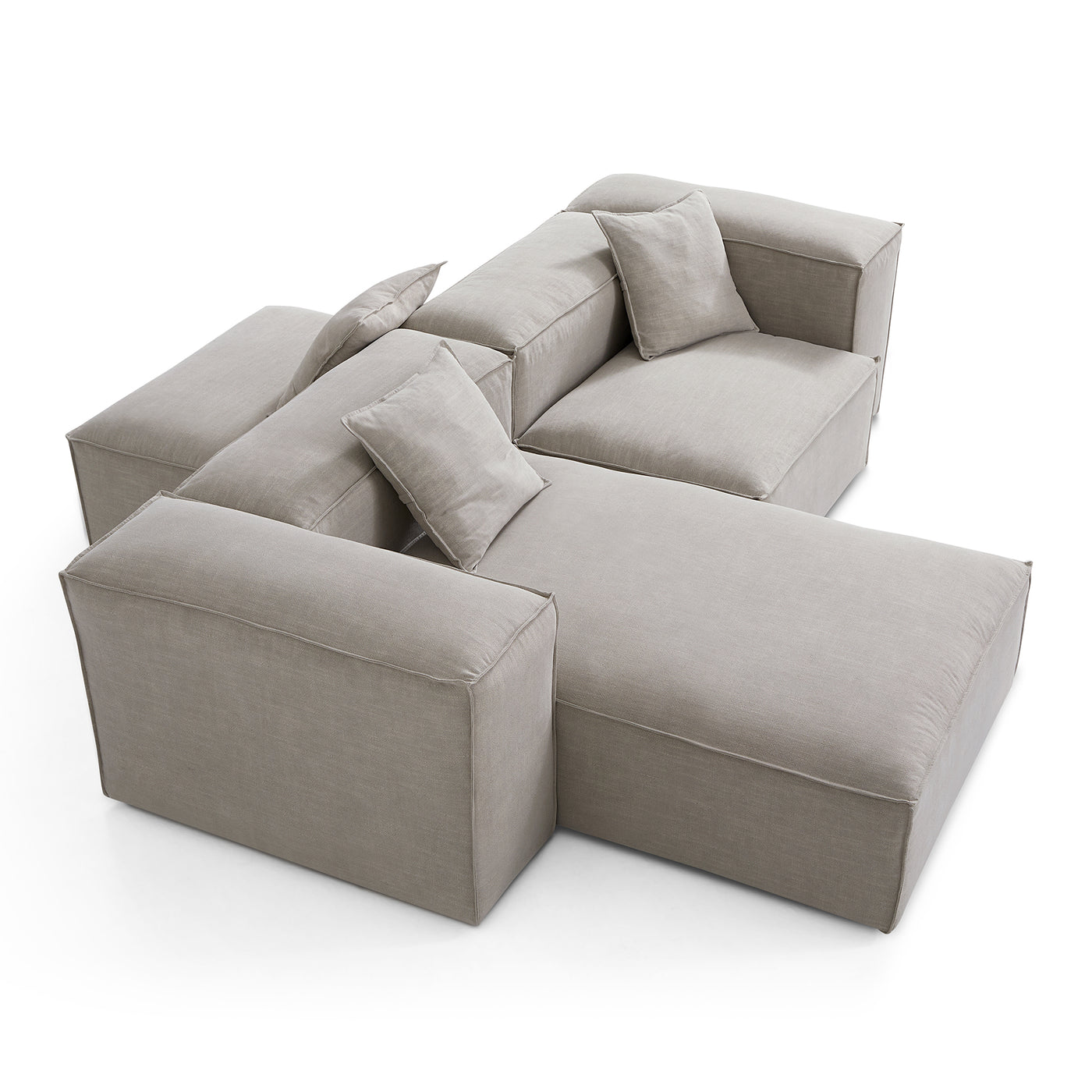 Freedom Modular New Gray Double Sided Sectional Sofa-Sand-106.3"-High