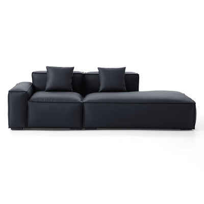 Geometry Minimalist Black Leather Sofa-Black