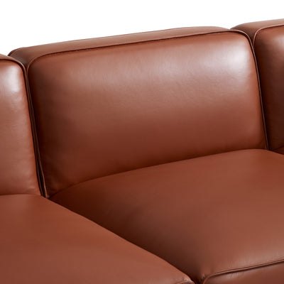 Domus Modular Beige Leather U Shaped Sectional-Brown