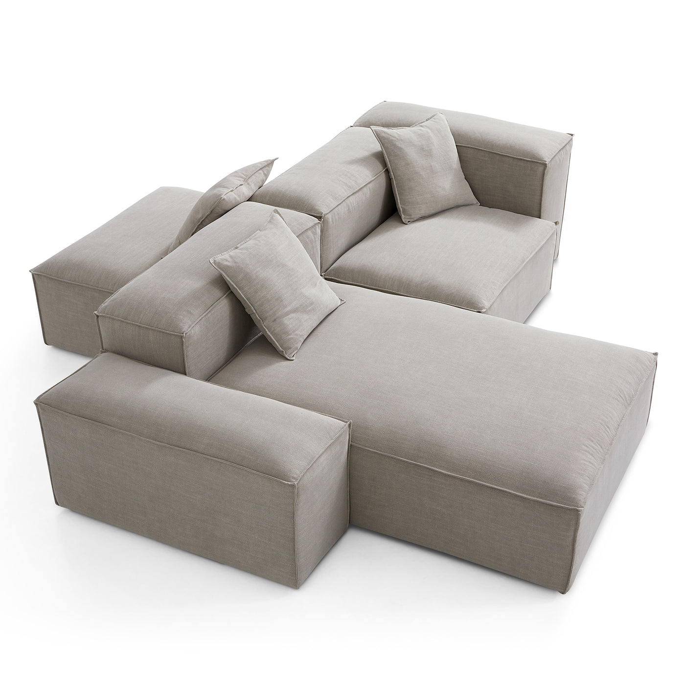 Freedom Modular New Gray Double Sided Sectional Sofa-Sand-106.3"-Low & High