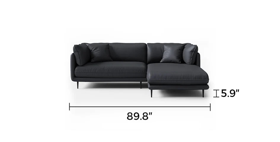 Vanilla Black Genuine Leather Sectional