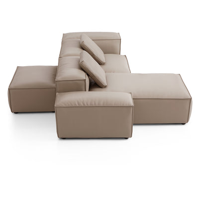 Flex Modular Khaki Genuine Leather Double Sided Sectional-Khaki-105.5"-Low & High