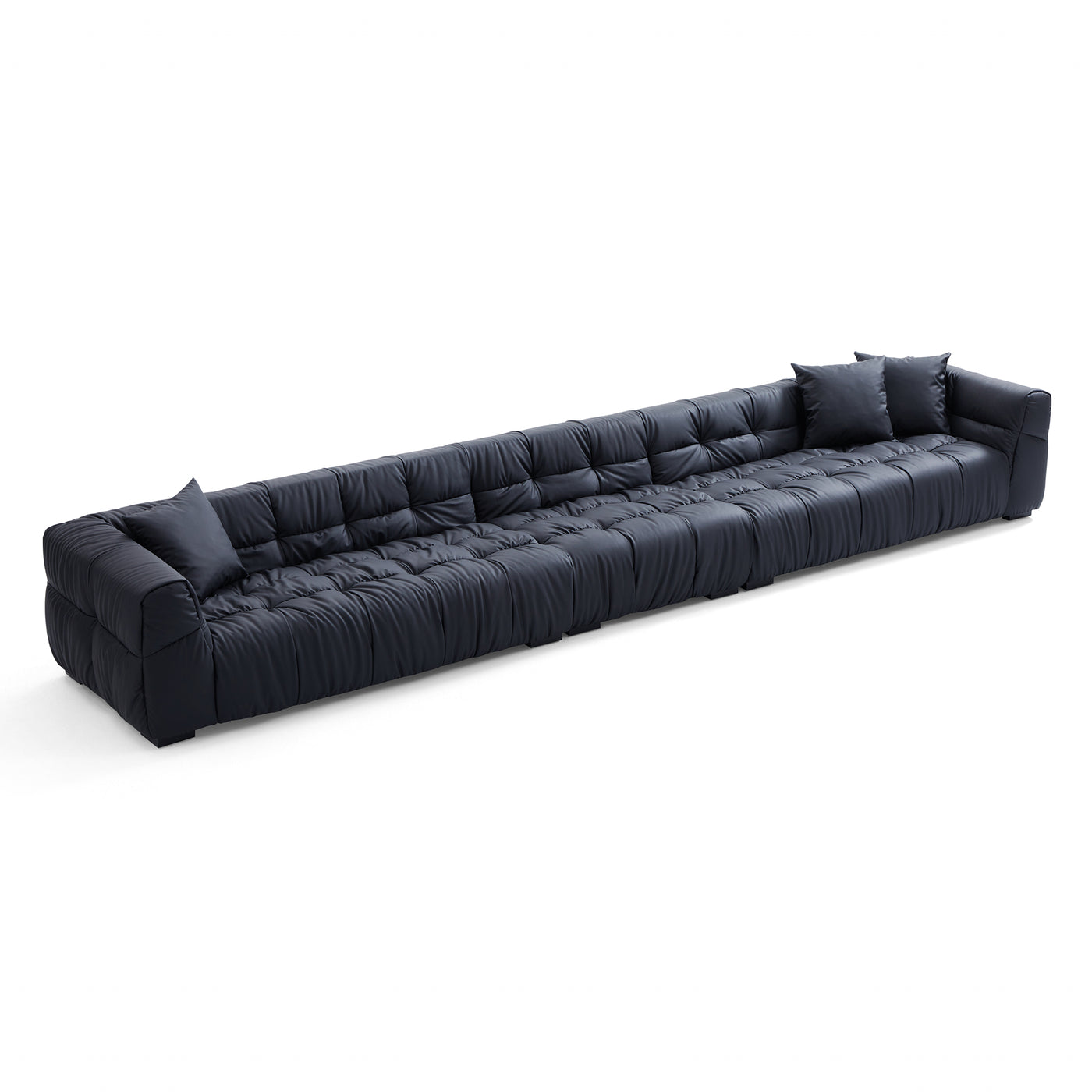 Boba Black Leathaire Sofa-Black-177.2″