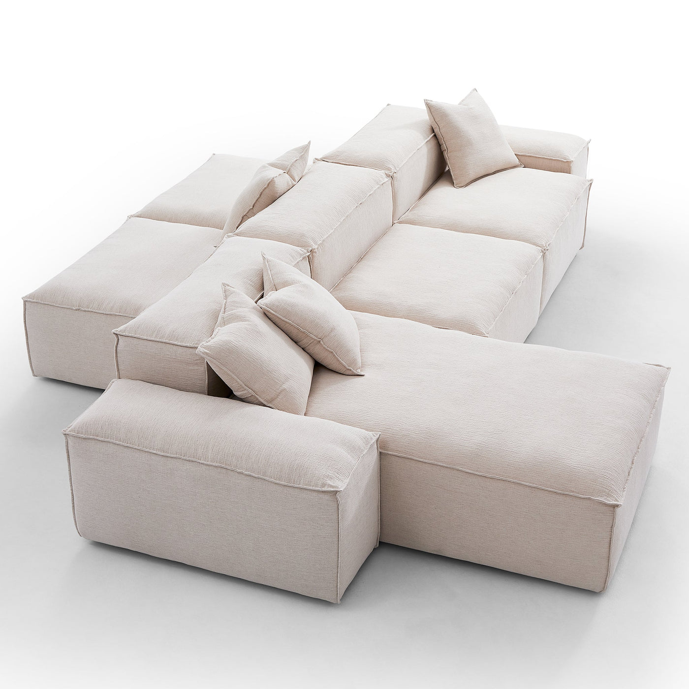 Freedom Modular Gray Double Sided Sectional Sofa-Khaki-143.7″-Low