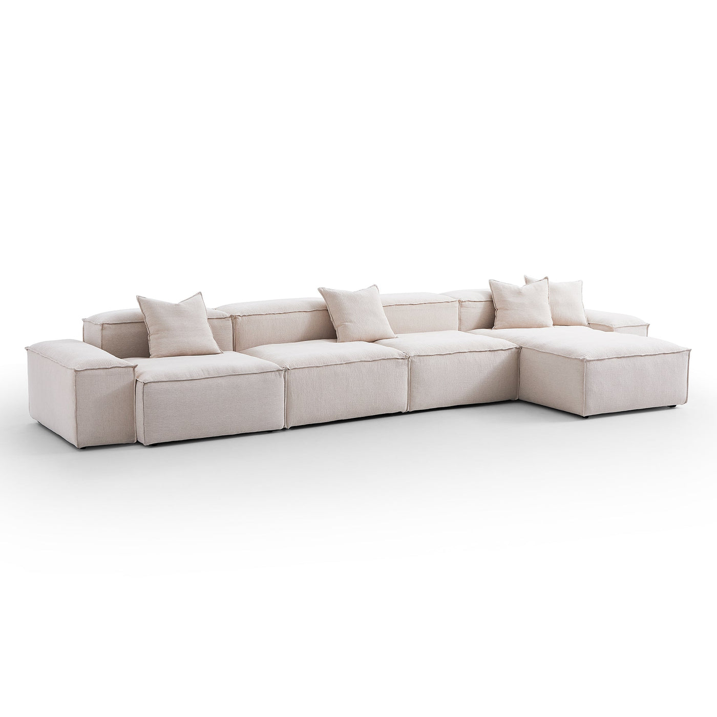 Freedom Modular White Sectional Sofa-Khaki-Low-181.1″