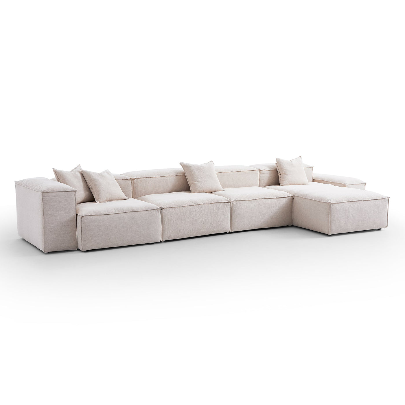 Freedom Modular White Sectional Sofa-Khaki-Low & High-181.1″