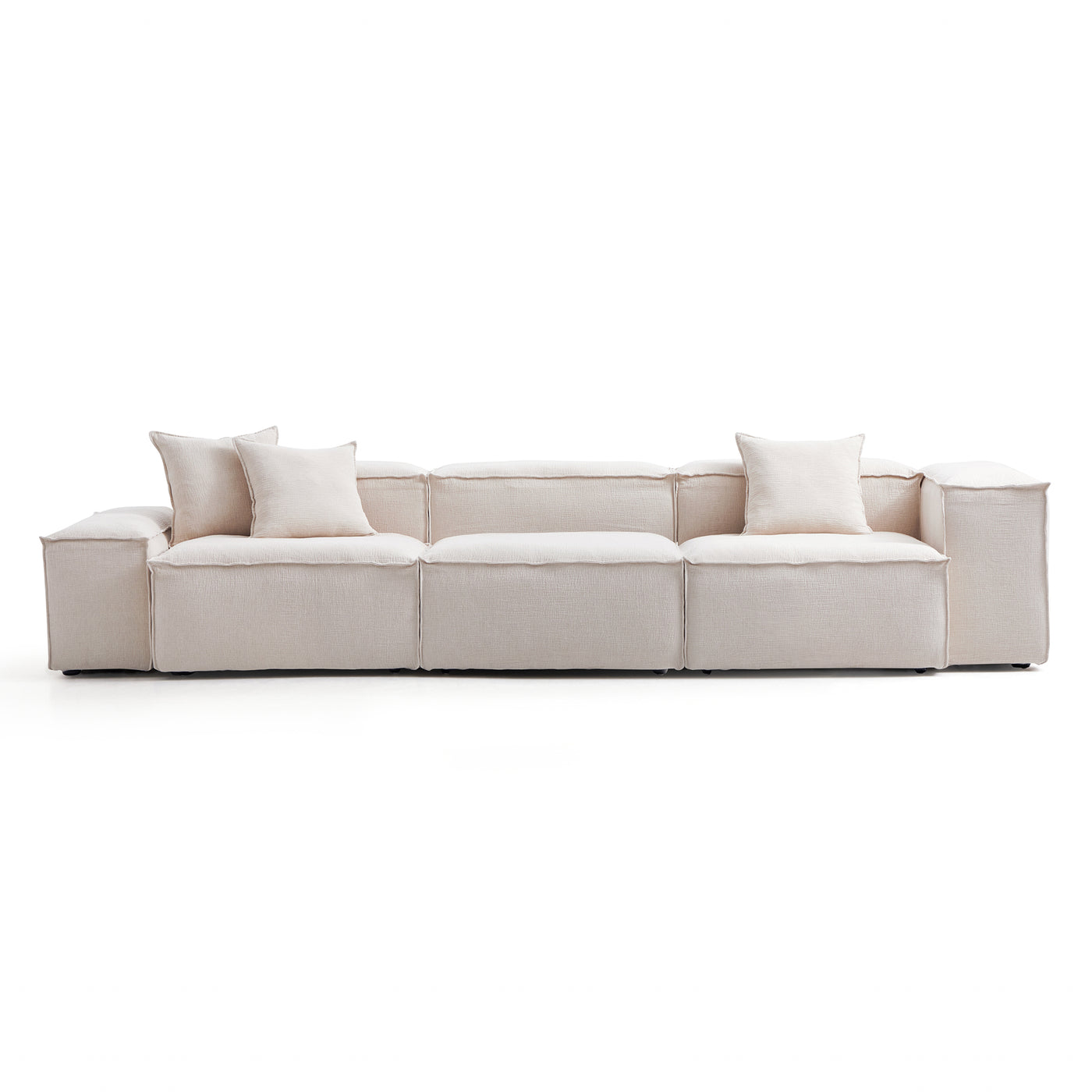 Freedom Modular Gray Sofa-Khaki-Low&High-143.7″
