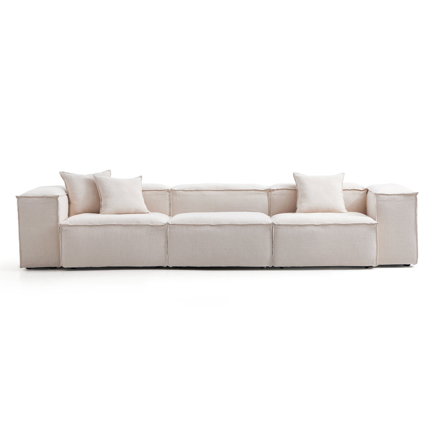 Freedom Modular Gray Sofa-Khaki-High-143.7″