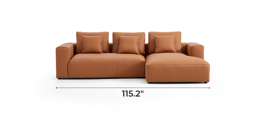 Nathan Modular Orange Leather Sectional Sofa