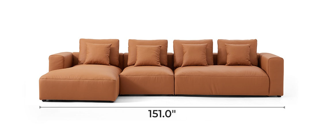 Nathan Modular Orange Leather Sectional Sofa