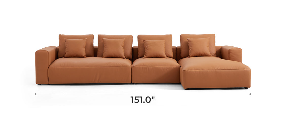 Nathan Modular Orange Leather Sectional Sofa