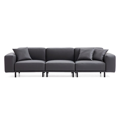 Noble Dark Gray Leather Sofa-Dark Gray-121.3″
