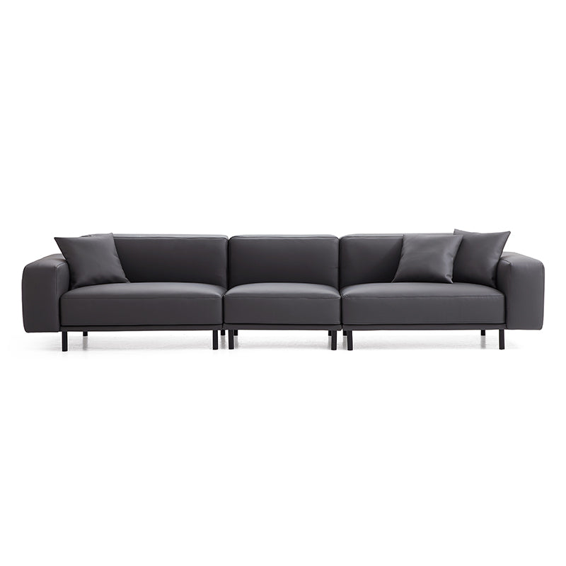 Noble Dark Gray Leather Sofa-Dark Gray-144.9″