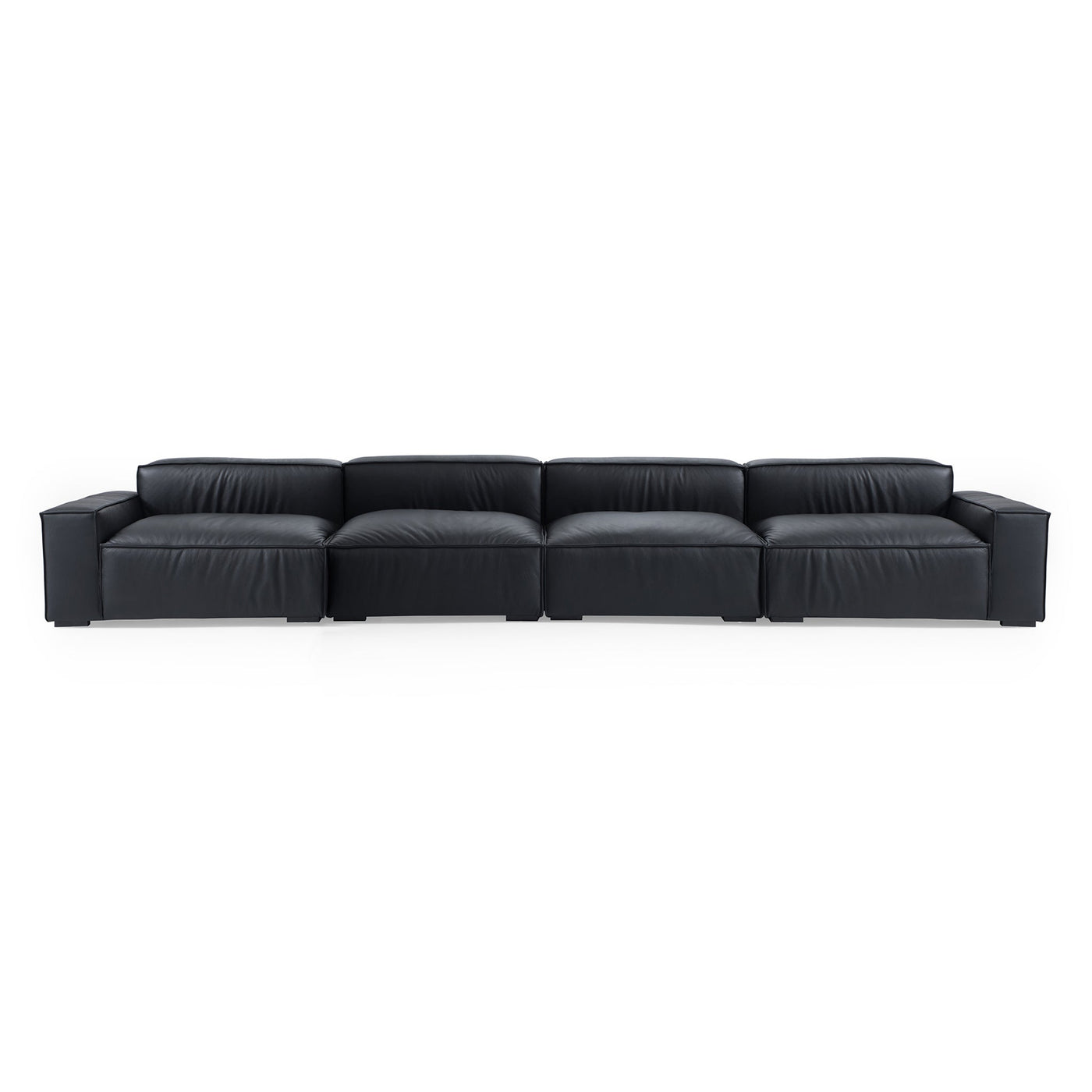 Luxury Minimalist Black Leather Sofa-Black